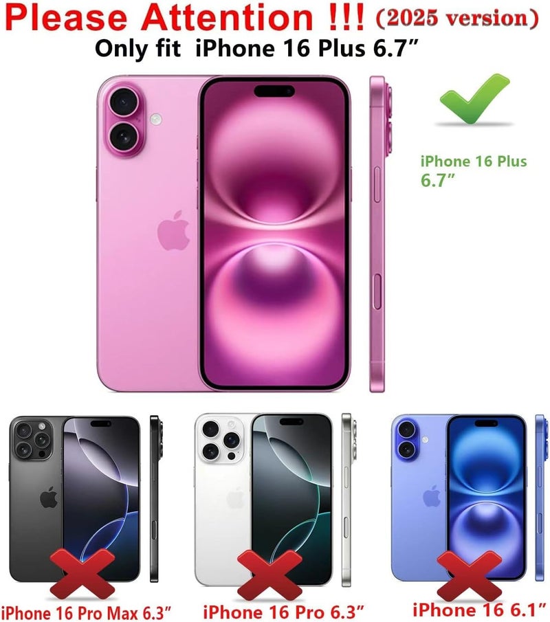 QMAY Compatible with iPhone 16 Plus Case with Card Holder, Dual Layer Shockproof,Heavy Duty Protective Hidden Slot Slim Wallet Phone Cover，Black - Image 2